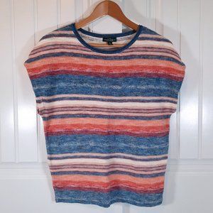 LRL Linen Blend Striped Sleeveless Knit Top SZ S